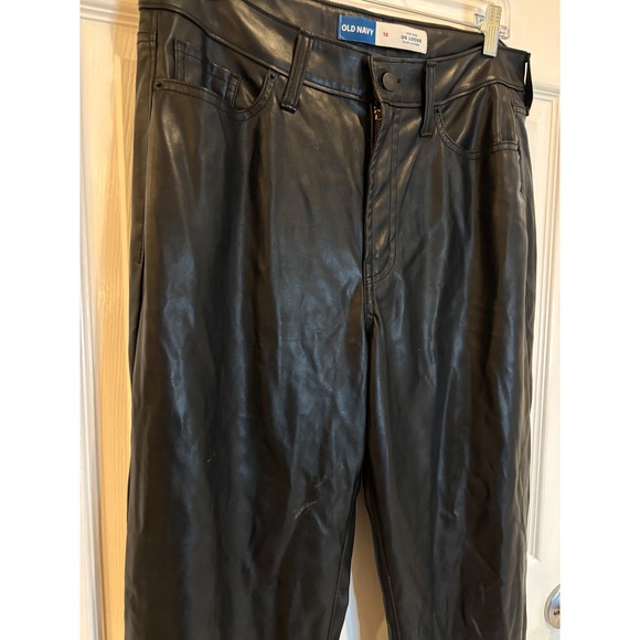Old Navy OG Loose High-Rise Faux Leather Black Pants Women's Size 12 - Picture 1 of 7